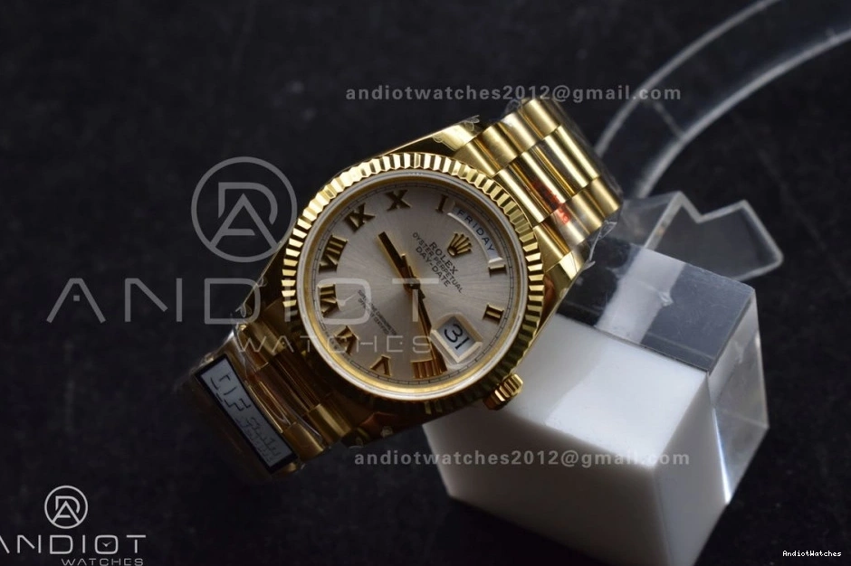 President V5 Steel Silver Best 699 DayDate vr3255 Weight) YG with Edition (Gain QF on Durable Bracelet 904L Dial 36 Roman Markers 0301